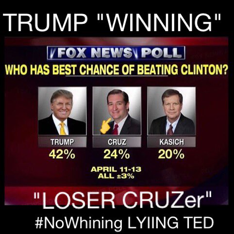 Socalhappyday74's tweet photo. ๐บ๐ธ #TRUMP2016 @realDonaldTrump ๐ #WINNING ๐ #LoserCRUZer #NoWhining LYING #TEDCRUZ #GOP #RNC #GOPPrimary #NY #NJ #PA https://t.co/57jLbmhrKq