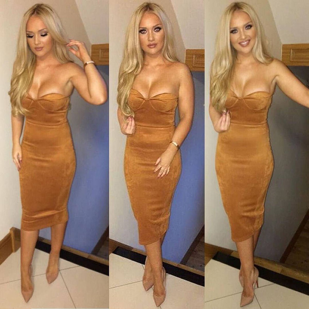 oh polly burnt orange dress