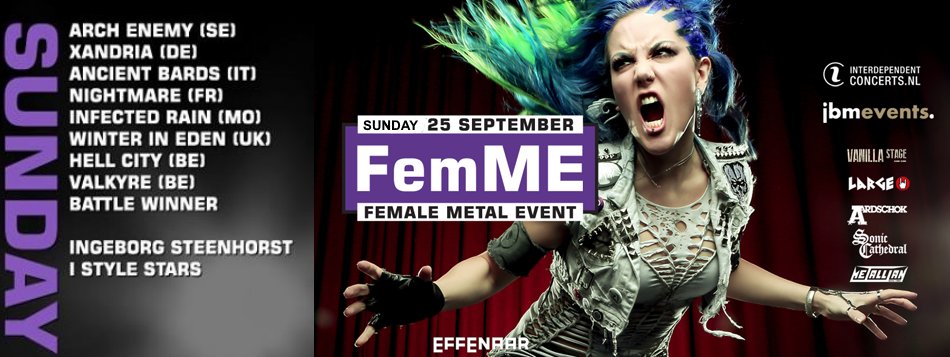ValkyreBe's tweet photo. #PlayingAt FemME on Sunday, with @archenemymetal @XandriaBand @ancientbards @WinterInEden @hellcityonline #metal https://t.co/dawh9cmtBe