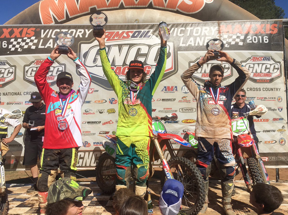 XC2 Pro Lites podium: (2) @craigdelong27 (1) <a href="/bollinger18/">Paula</a> (3) @jgroemm #GNCCLIVE #GNCC