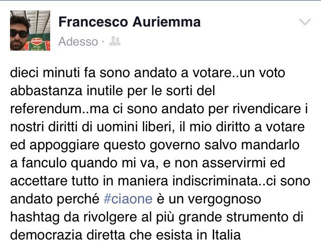 fraauri's tweet photo. @ernestocarbone #ciaone-coglione https://t.co/Fcb9LcbG4i