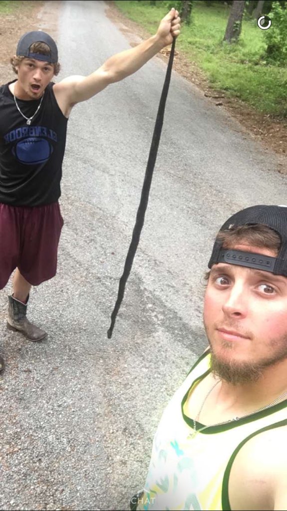 BrooksDaleRobey's tweet photo. Not a small snake 😳 #HolyMoccasin #BigSnake #DorcheatAdventures @calebwilson1023 https://t.co/TaTEHhSHjq