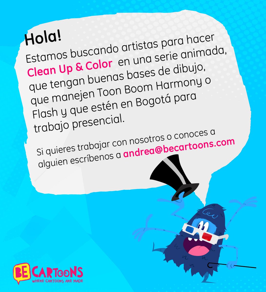 BeCartoons's tweet photo. #TrabajoSiHay #Animación #Bogotá https://t.co/NYmo9a7h9y