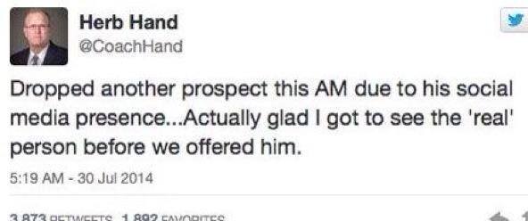 CoachLisle's tweet photo. HS Athletes: Do you think we don't do our research on you?! PLEASE learn from this https://t.co/R6e9w0pTqn