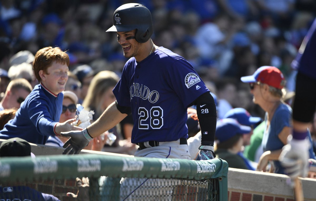 Rockies's tweet image. STEPS OF A NOLAN ARENADO HOME RUN

1. Crush the Ball
2. Toss the Bat
3. Touch Home
4. Celebrate with your Friends