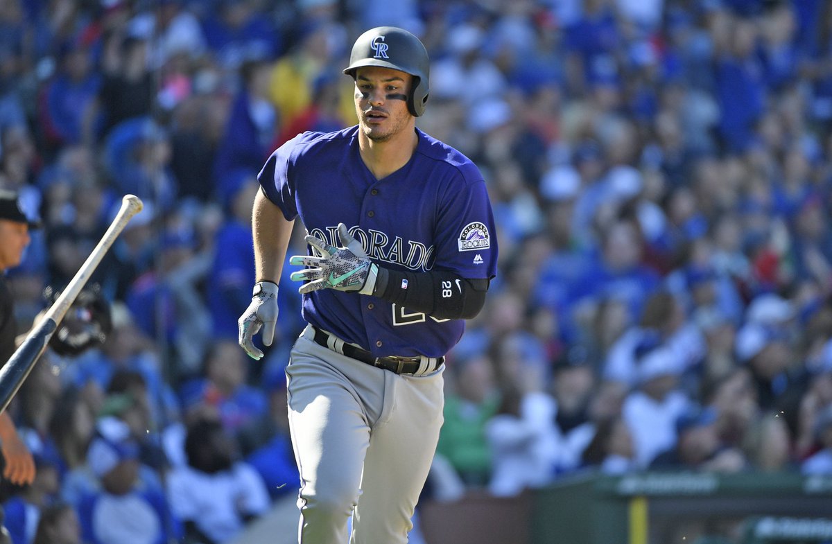 Rockies's tweet image. STEPS OF A NOLAN ARENADO HOME RUN

1. Crush the Ball
2. Toss the Bat
3. Touch Home
4. Celebrate with your Friends