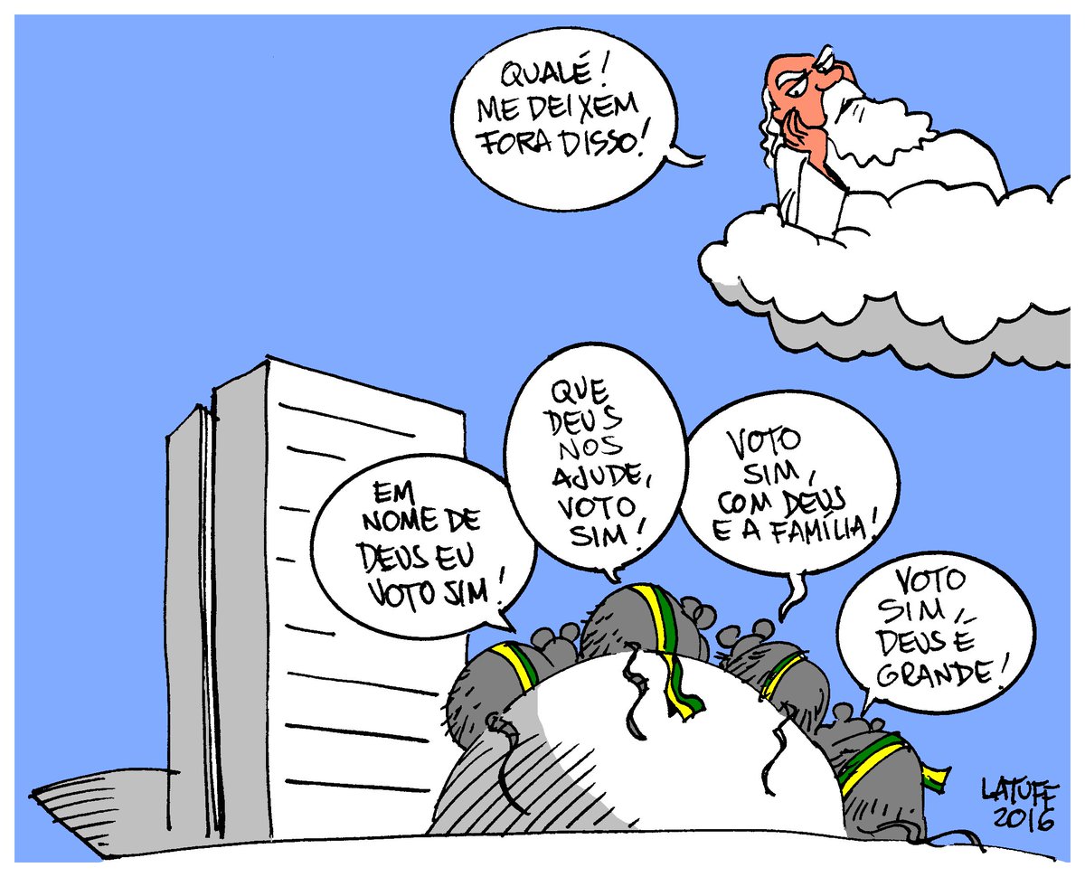 LatuffCartoons's tweet image. Em nome de Deus...em nome de Deus...em nome de Deus... #ImpeachmentDay