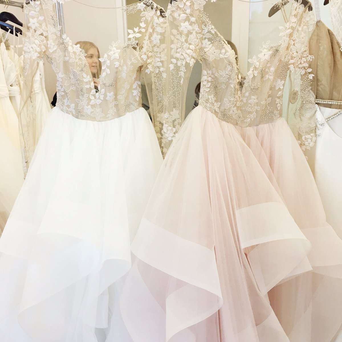 Ivory or blush?! Help us decide ladies! <a href="/misshayleypaige/">Hayley Paige</a> #nybfw