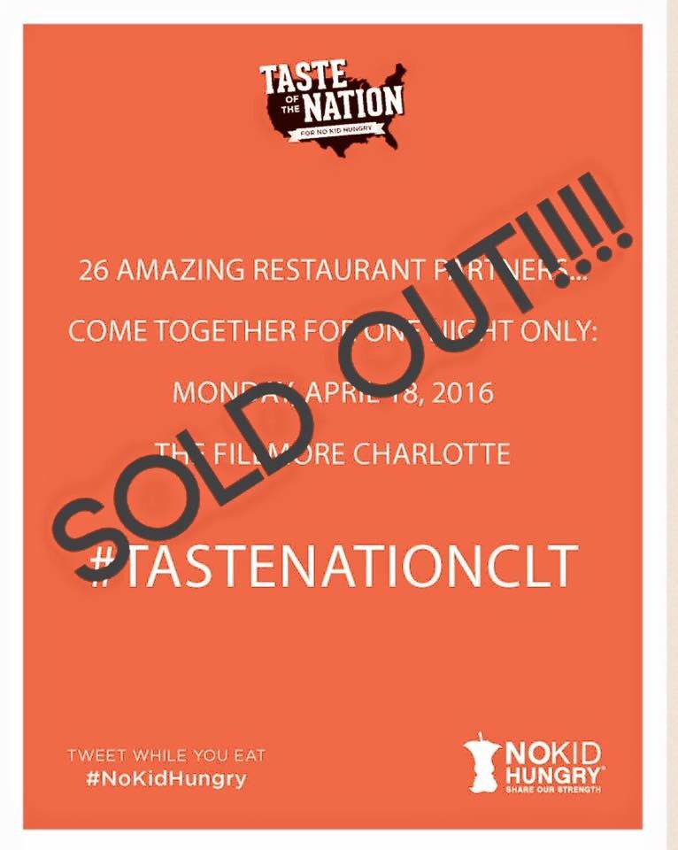 CLTdining's tweet photo. Yes! @TasteNationCLT is officially SOLD OUT!  Thank you Charlotte! #NoKidHungry #cltfood #cltdining #TasteNationCLT https://t.co/DqAKNsoPUi