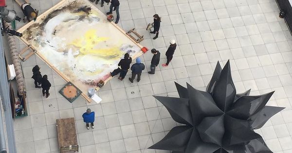 RootCompass's tweet photo. #SneakPeek! #LucyDodd is in the midst of creating a new large-scale painting using unusual materials like fermented… https://t.co/eRHxiUQkOA
