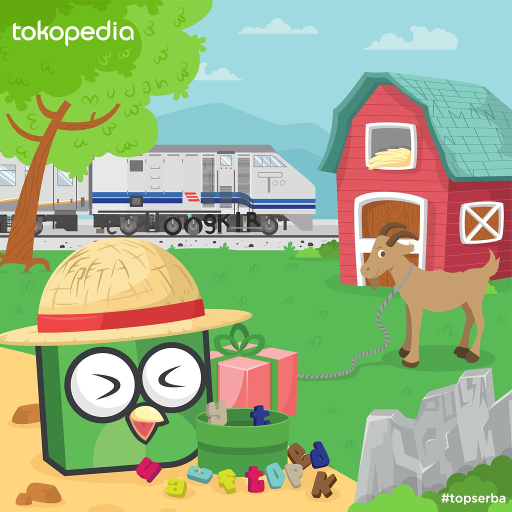 tokopedia's tweet photo. Ini dia contoh format jawabnya : Adi_22_(5 kata yang km temukan)_ @teman1 @teman2_#topserba https://t.co/lR2X1xNnRY
