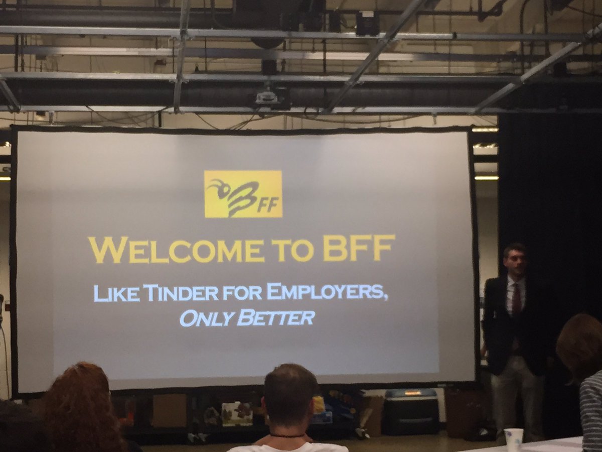 StartupWeekndDU's tweet photo. "Tinder for employees" BFF is changing the application process 👍🏼 #StartupWeekendDU #DU https://t.co/mioUwfhCVl