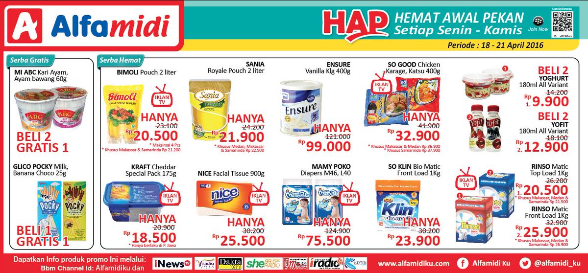alfamidi_ku's tweet photo. Mau Selalu Hemat? Belanja aja di Alfamidi. Promo Hemat Awal Pekannya ga bikin kantong cekak. #HAP https://t.co/wSemftIACJ