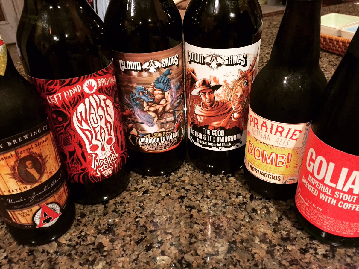 Which one should I try first? #stout #craftbeer #imperialstout #clownshoes #lefthand #prairie #bomb #avery