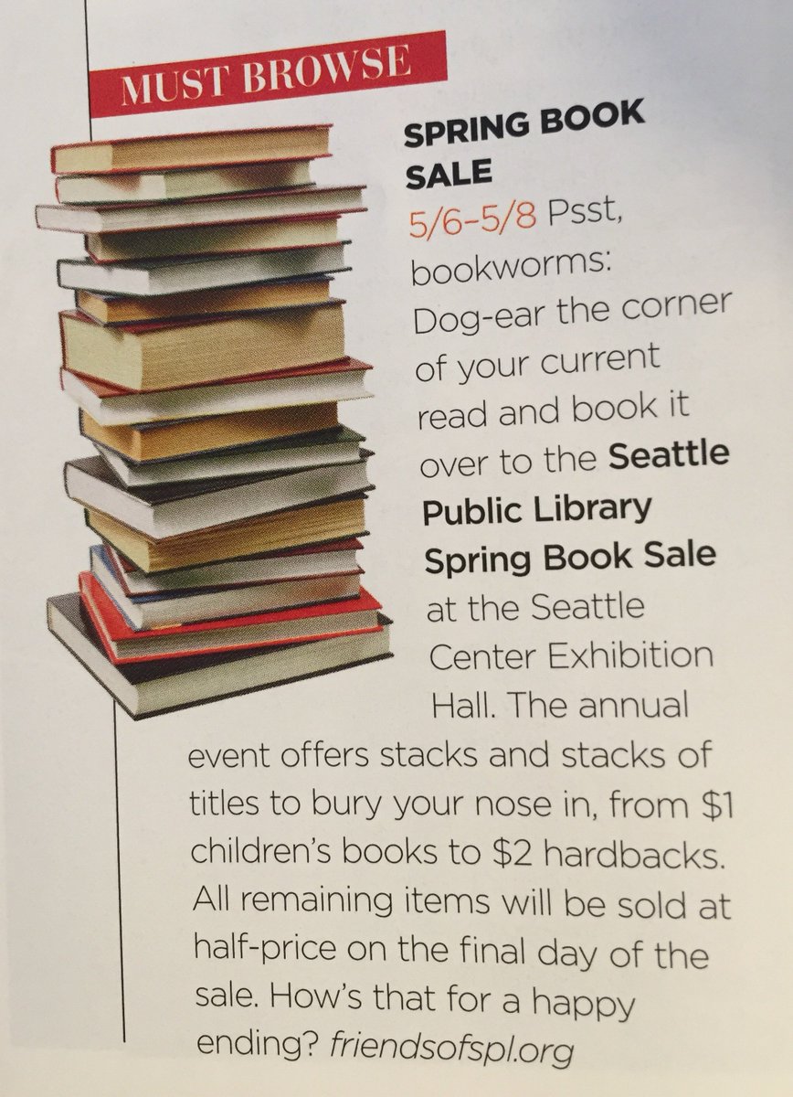 bookwormtonight's tweet photo. TY for sharing the #book love @Seattlemag @FriendsofSpl #SpringBookSale May 6-8 https://t.co/E6KHn5Sml1