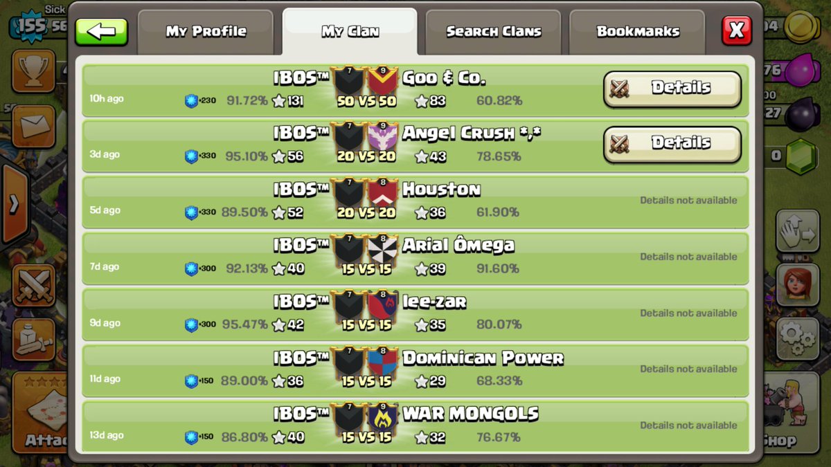 sickllamaIBOS's tweet photo. That war log tho #clashofclans https://t.co/qyowtdQyBN