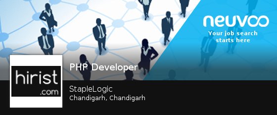 StapleLogic is hiring! #PHP #Developer in #Chandigarh, apply now! #jobs neuvoo.co.in/job.php?id=iis…