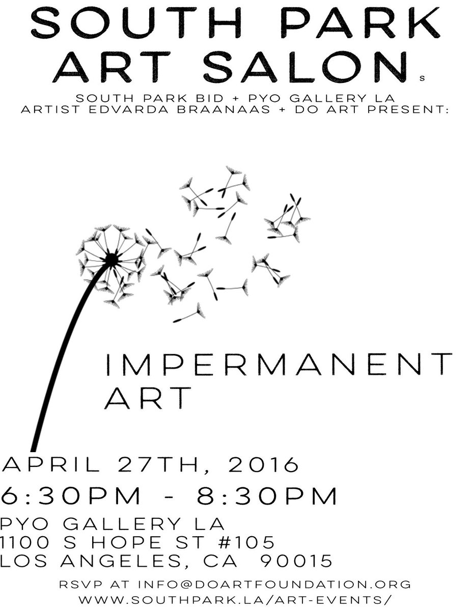 We will be back in @southparkla  hosting another Public Art Talk April 27th, from 6:30pm-8:30pm.