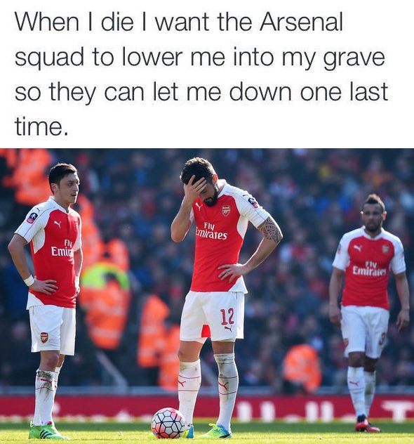 OhMyGoalUS's tweet photo. Arsenal fans be like https://t.co/hLGD4Pazro