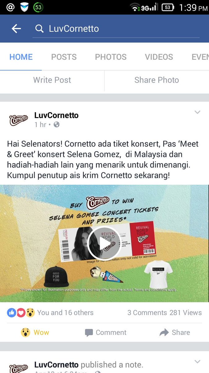 SelenatorRtweet's tweet photo. Cornetto Malaysia just updated this on their fb 1 hour ago #REVIVALtour #REVIVALtourMalaysia #RevivaltourASIA https://t.co/KCAB3J197I