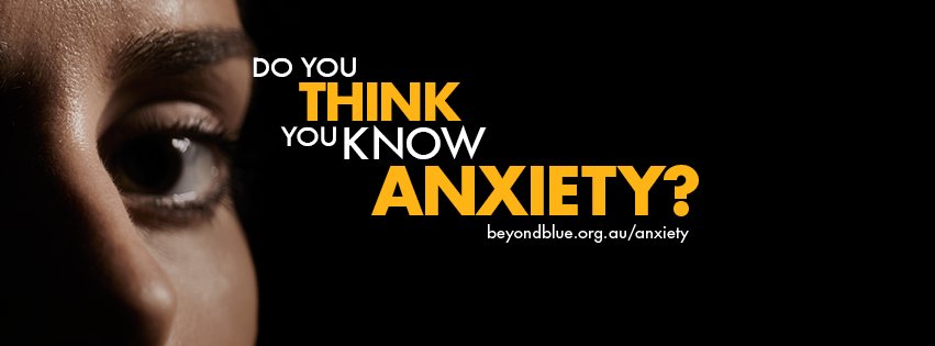 beyondblue's tweet photo. 1/4 Australians will experience anxiety at some point. Only 1/2 #knowanxiety &amp; its symptoms. https://t.co/QmqWm4j8m1 https://t.co/Di5ZUh897Z