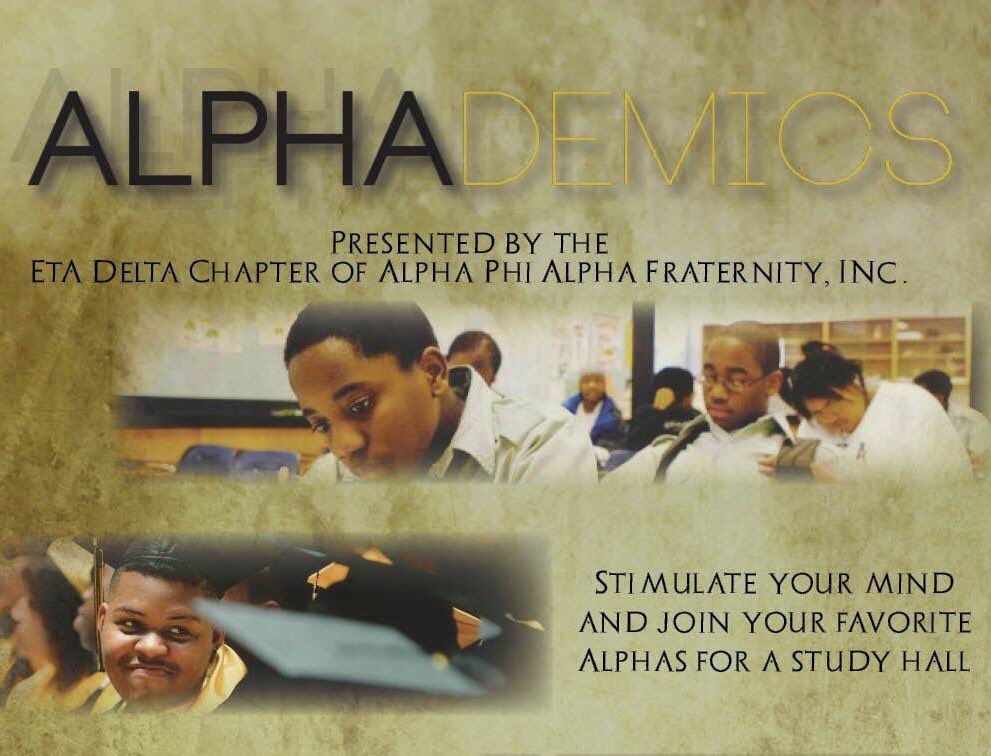 9:06 PM in Eaton 148. ICE COLD Refreshments. Bring school supplies for the Alpha Phi Alpha Education Foundation.