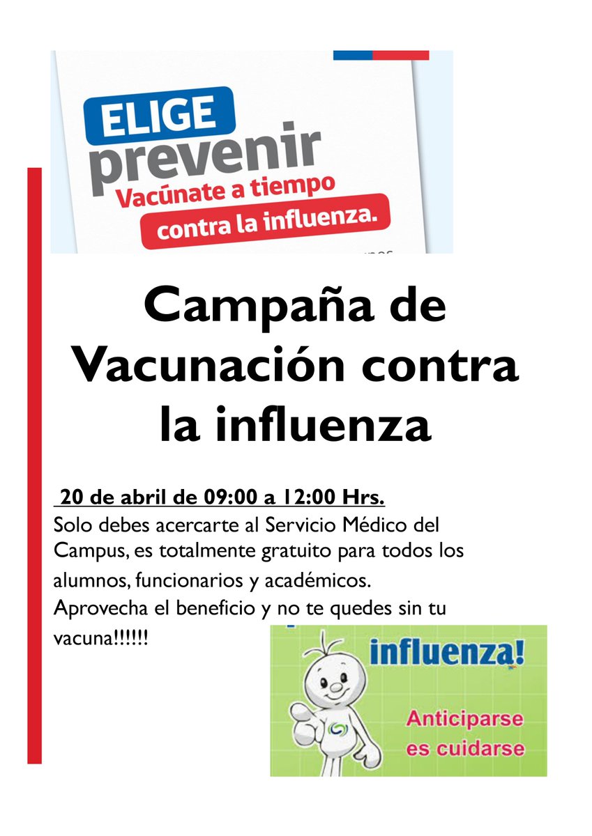 ingUtalca's tweet photo. Miércoles 20 de abril continúa la campaña de vacunación y exámenes preventivos en el Serv.Médico del Campus Curicó. https://t.co/CKnXwNzf0P