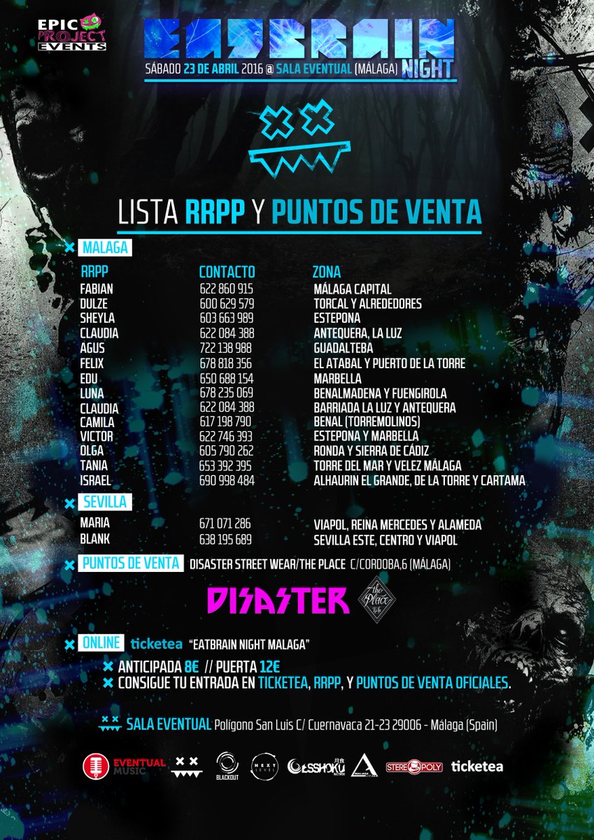 Eprojectevents's tweet photo. Aquí tenéis la lista de #RRPP y puntos oficiales. Las entradas están volando, corre y no te quedes sin la tuya. https://t.co/90en5f5ujV