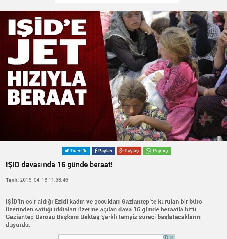 nishtimann's tweet photo. Türkiye'de 16 günde sonuçlanan dava... 
Ezidi kadınları G,Antep'te köle pazarlarında satan İŞİD'liler beraat etti... https://t.co/Y6gHLWzNQO