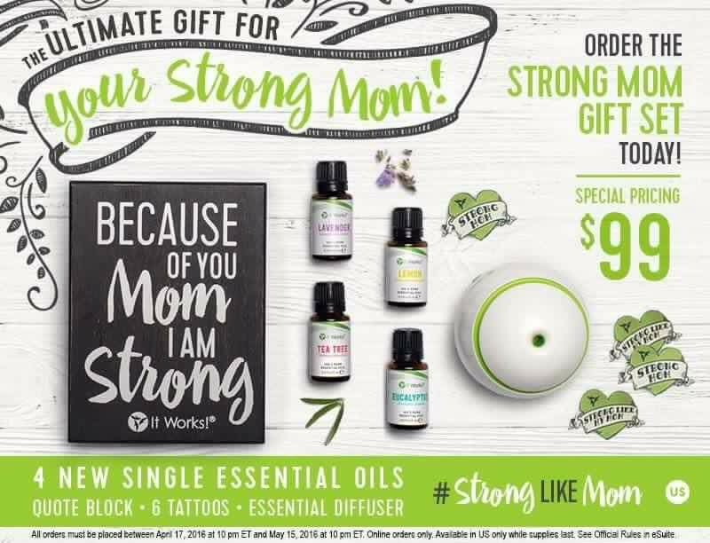 #StrongLikeMom my mom deserves only the best! #essentialoils pineappleEmma.myitworks.com limited supply's #MothersDay 🎀🎁
