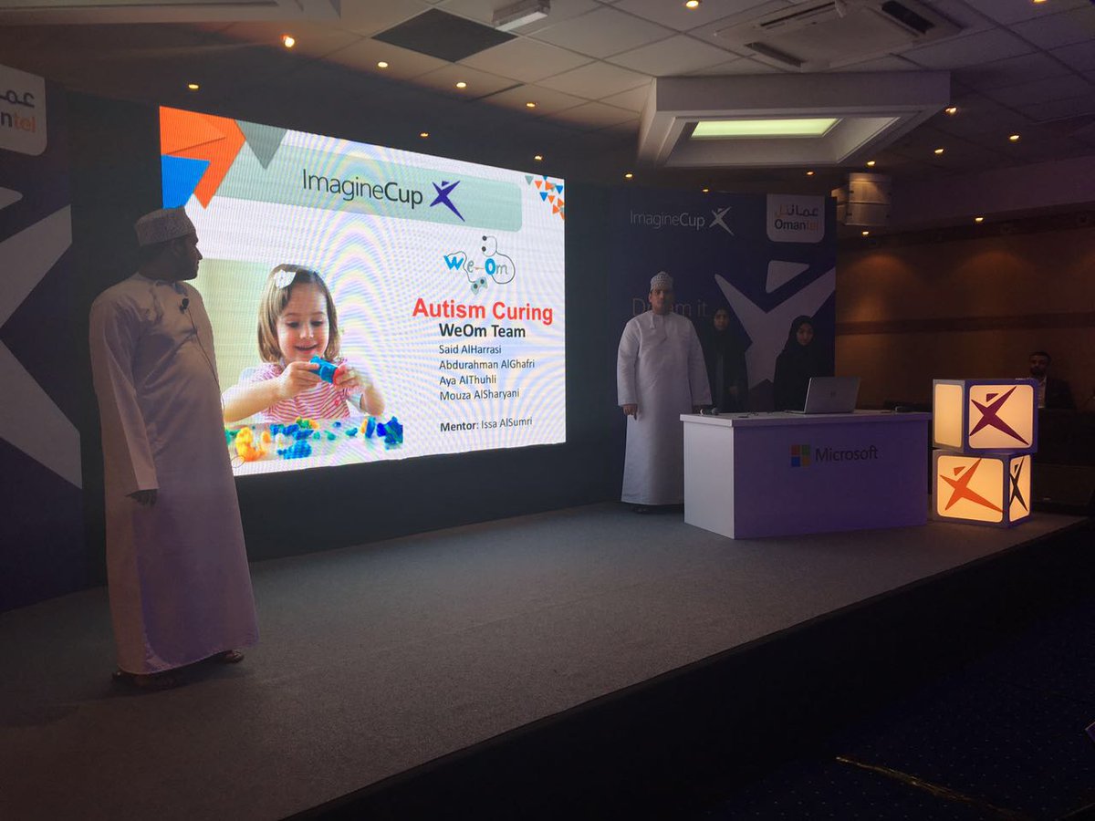 MicrosoftOman's tweet photo. #WeOmTeam from #SQU presents their project #GamingSuiteForCuringAutism, a game to help Autistic kids in their life https://t.co/l3p6ElR2NH