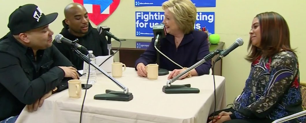 revolttv's tweet photo. Hillary Clinton says something that she always carries with her is.....hot sauce. #REVOLTforBreakfast https://t.co/0ZnkYBs2ay