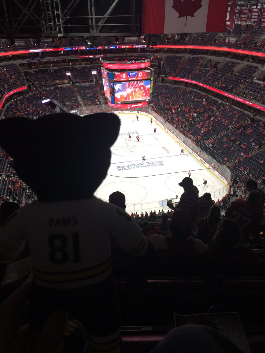 nphockeyfan's tweet photo. #MiniPaws taking in game one of the capitals vs flyers round 1 match up last Thursday! #PawsOnTour #StanleyCup https://t.co/8x5RN7KstF
