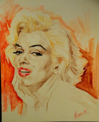 #MarilynMonroe #icono de belleza. Precioso dibujo realizado por @JoanVizcarra en #Corner4art bit.ly/1MD0LuA