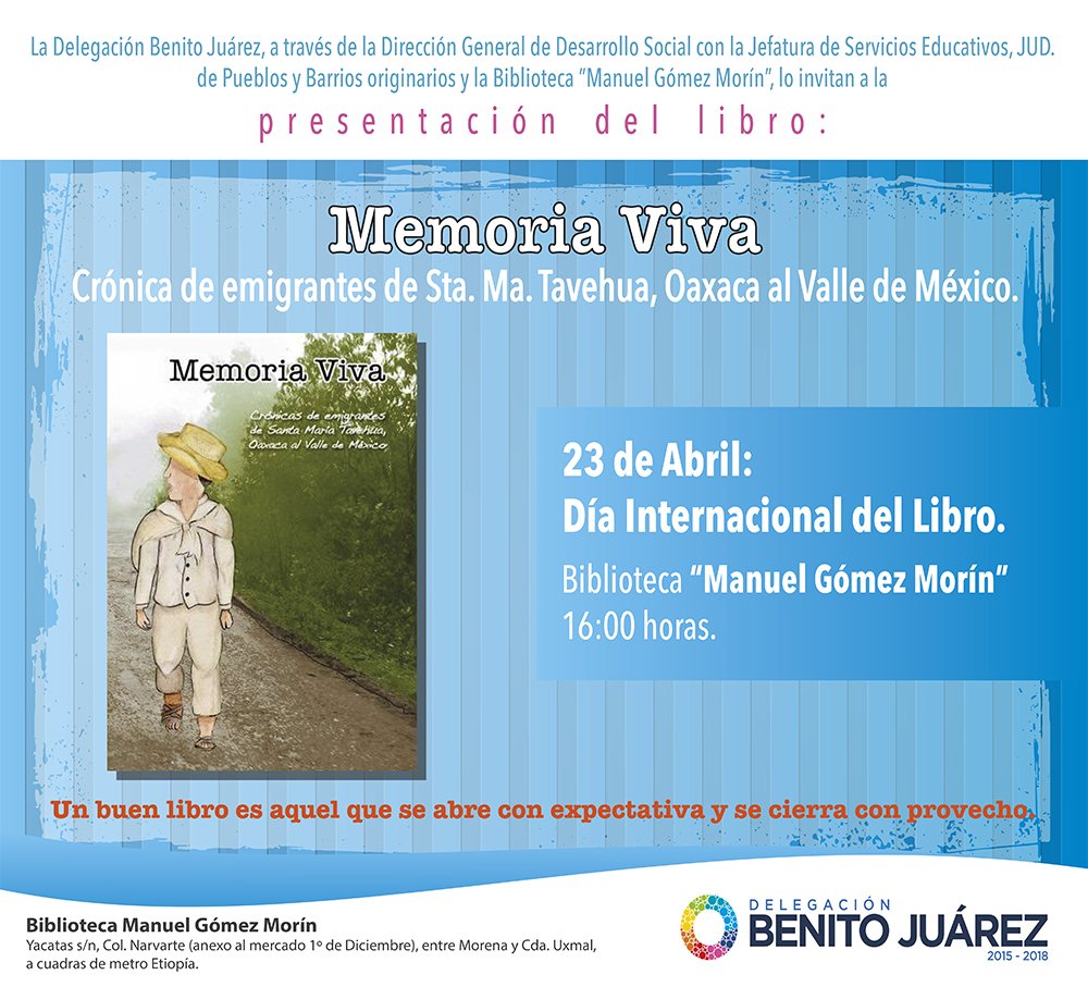 El 23 de abril, tendremos para ustedes la Presentación el Libro "Memoria Viva". ¡Los esperamos! 📚📕📗📘📙