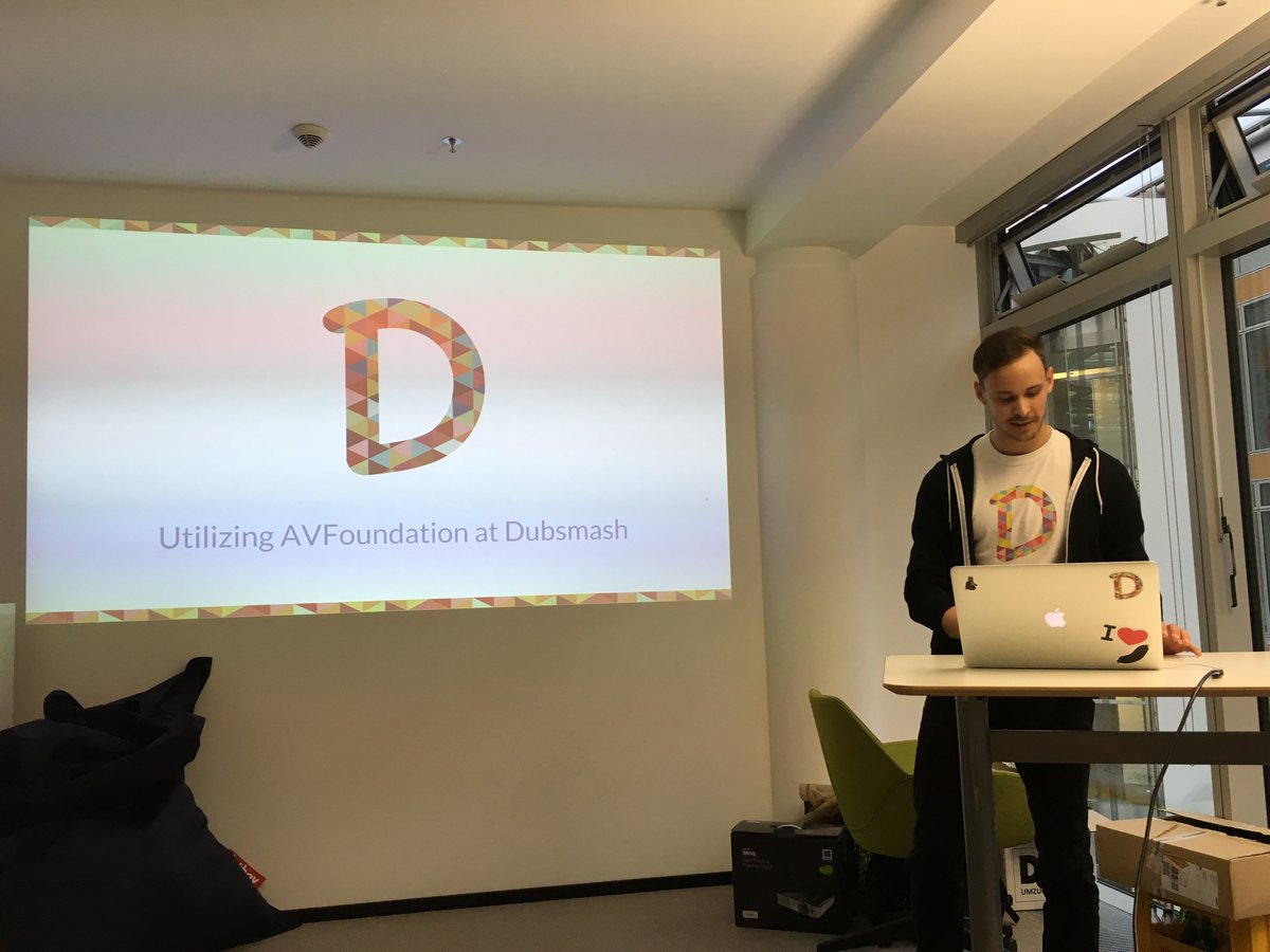 ckroter's tweet photo. First up: @dubsmashapp’s own Gasper with video creation on ios #swiftberlin https://t.co/VZOlsQEhbn