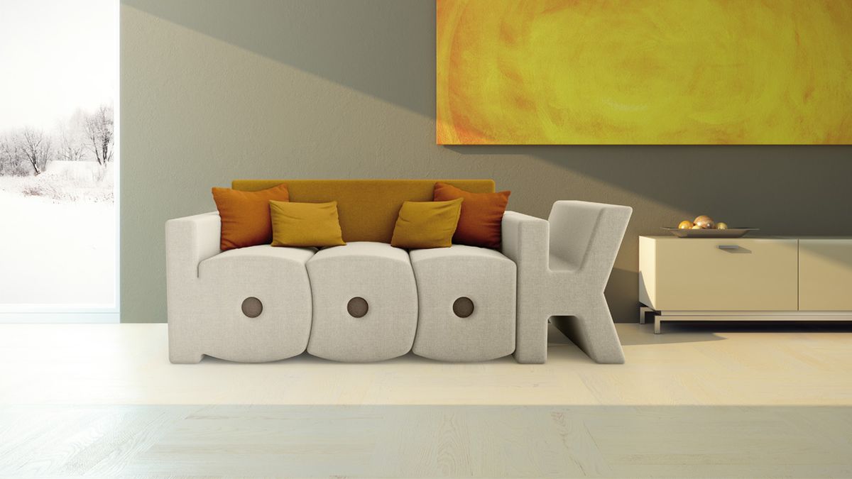 Curbed's tweet image. If you like books, here's a sofa that spells out the word 'book.' curbed.com/2016/4/18/1145…