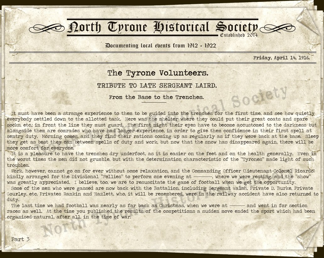 SommeMemHall's tweet photo. THE TYRONE VOLUNTEERS (part 3)
Newspaper Article - Published 14 April 1916 https://t.co/ETq1WLMiRu