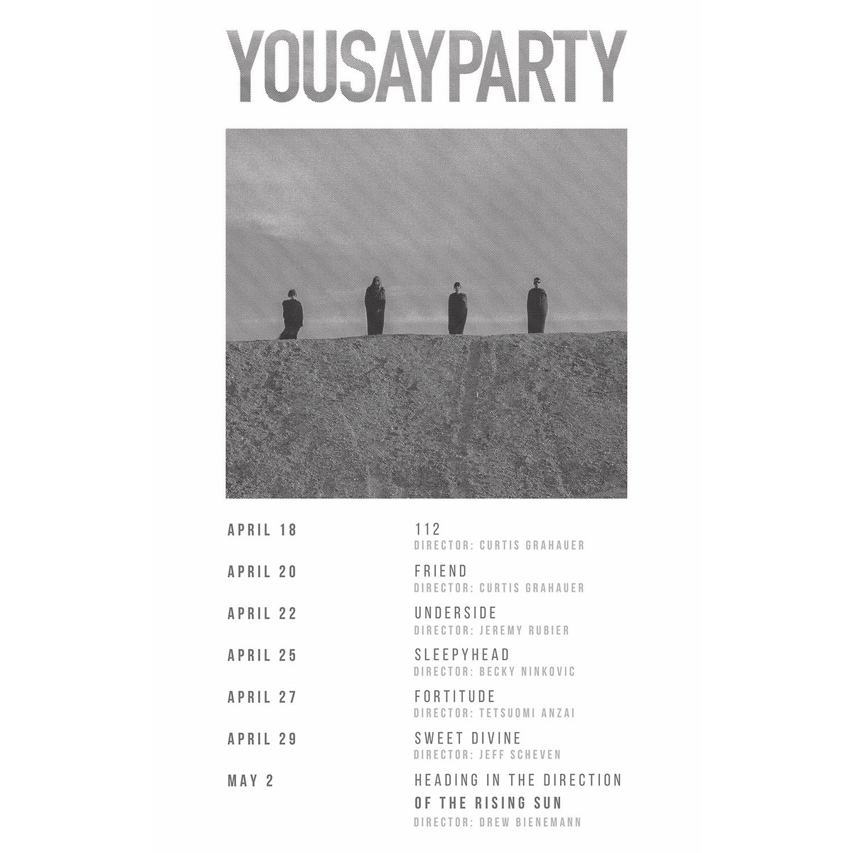 yousayparty's tweet photo. Presenting the YOU SAY PARTY music video series. One video for every song from the album. First release today https://t.co/Kdei6i6QdP