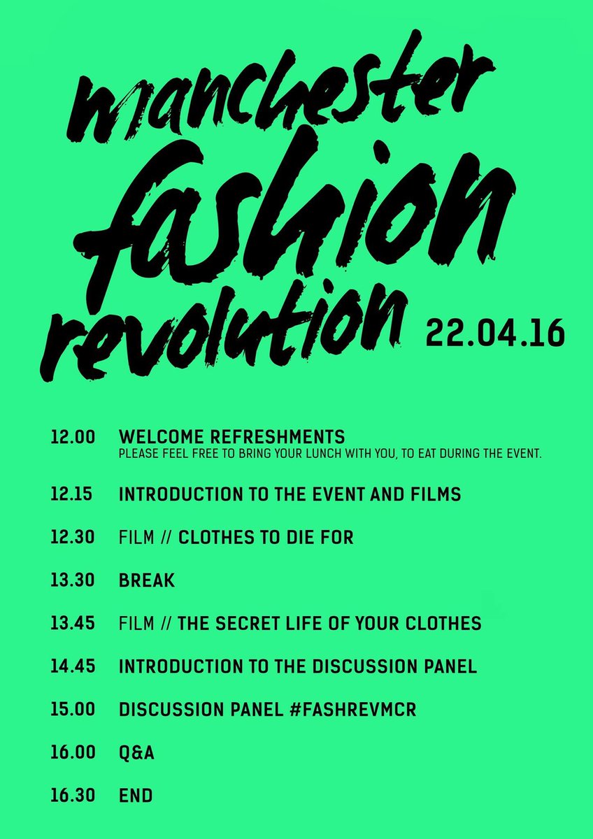 mmu_connect's tweet photo. This Friday join the Fashion Revolution in #Manchester @fash_rev #fashrev #fashrevmcr @ManMetUni please RT https://t.co/ec5DxqfbQJ