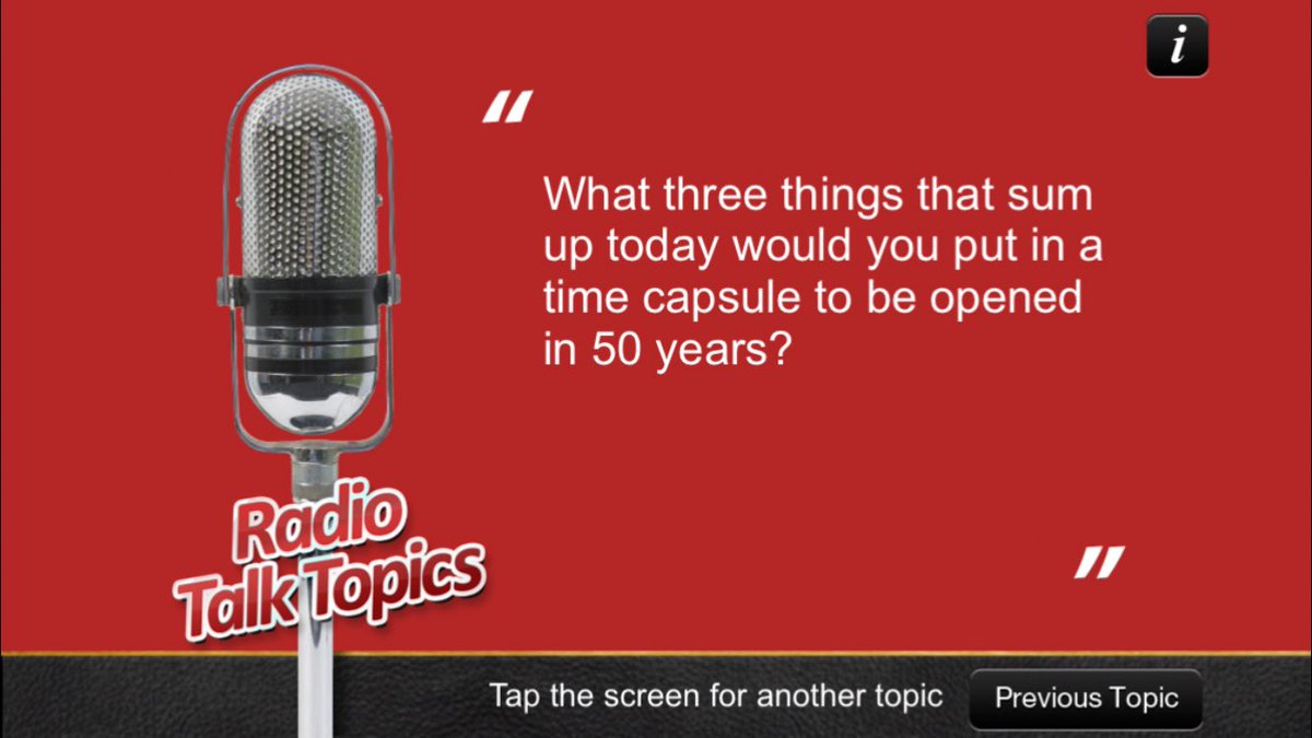 RadioTalkTopics's tweet image. For 100s of topics to get your audience texting, tweeting and calling, buy our iPhone app Radio Talk Topics #radio