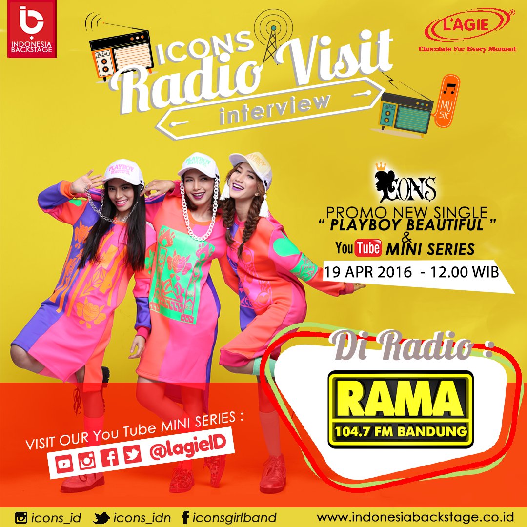 Backstage_IDN's tweet photo. #IconsRadioVisit new single #IconsPlayboyBeautiful &amp; uTubeMiniSeries @icons_idn  w/ @lagieID Besok d @1047_ramafmbdg https://t.co/3ErB3ZiPxR