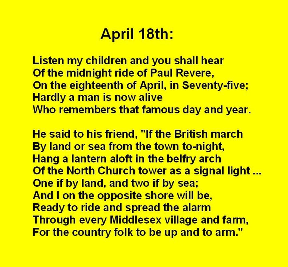 While #HenryWadsworthLongfellow may have played loose with facts about #PaulRevere ... April 18th (1775) is the day!
