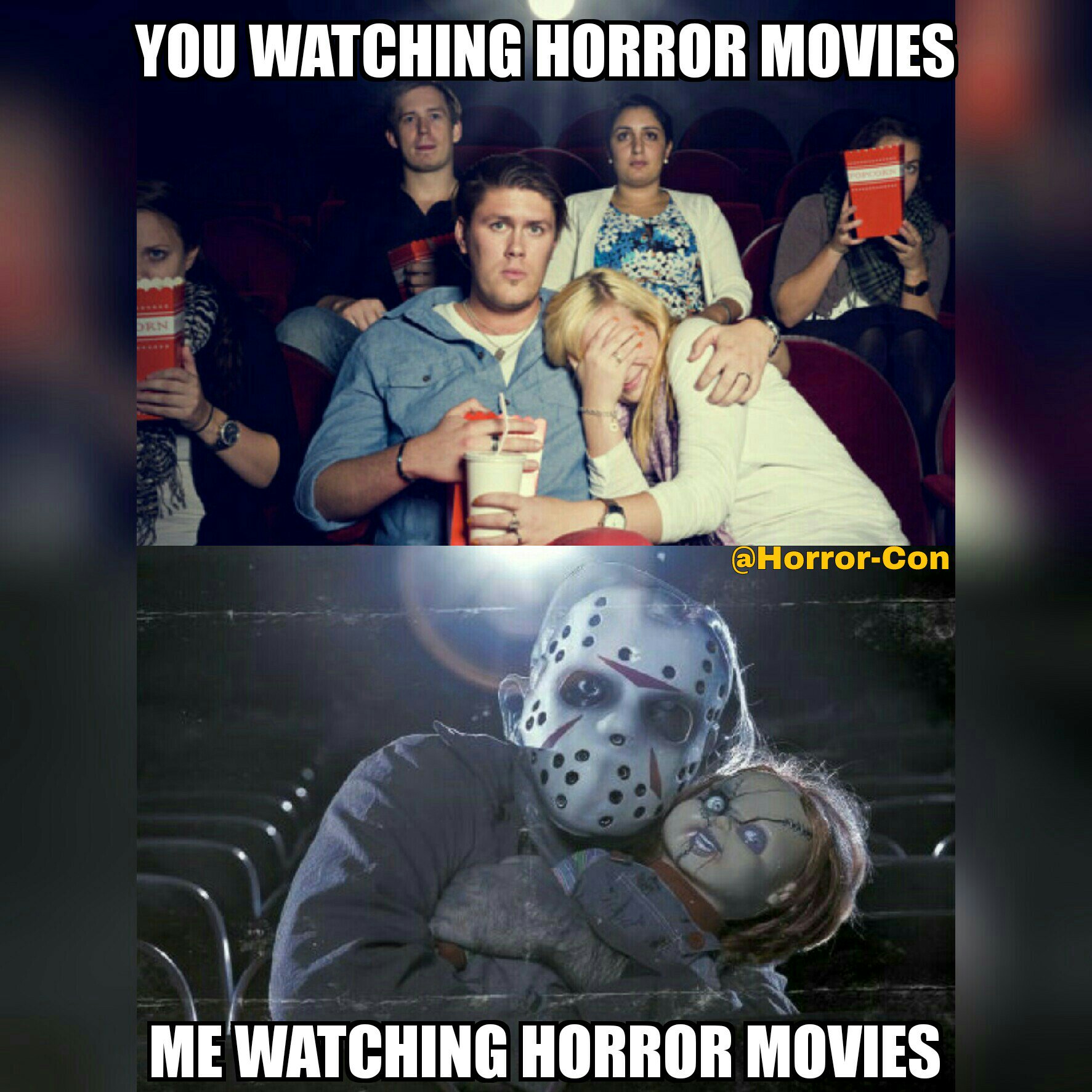 watching scary movies meme