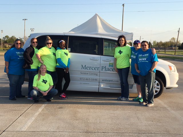 Enlivant's tweet photo. Mercer Place staff proudly volunteered at the Rebuild Rowlett 5k supporting tornado victims. #RebuildRowlett https://t.co/xENAkq2Iap