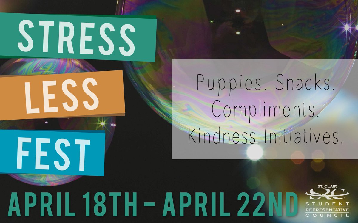 Exams are tough! Today we're kicking off Stress Less Fest to help get you through the week. 💆 #StClairCollege