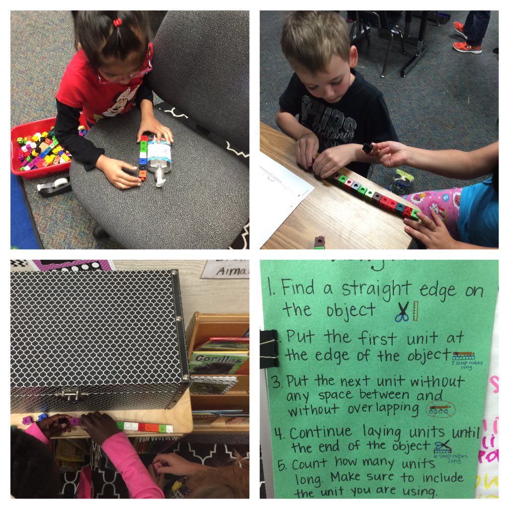 Jhughey7's tweet photo. Introducing measurement! #Wilmeth #Wilmeth1stGrade #attheW #nonstandardunits #snapcubes https://t.co/L058jlvJuz