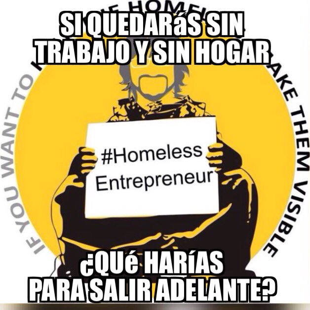 andrewfunkspain's tweet photo. Si quedarás sin trabajo y sin hogar ¿qué harías para salir adelante? #HomelessEntrepreneur https://t.co/xxS9oXKH14