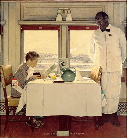 ruralcolonialNS's tweet photo. Botterill - Rockwell's 1946 boy in the dining car - but, unanchored, who is the "boy"? - #HRI2016 https://t.co/Yl88L6mPnu