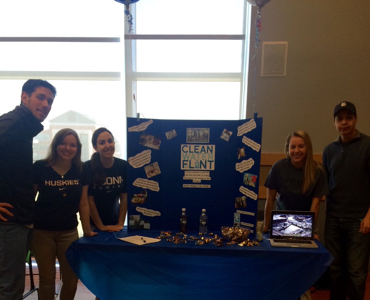 Stop by Room 304 to check out our project! We're here until 2PM. #FlintWaterCrisis #prohusky #UConn